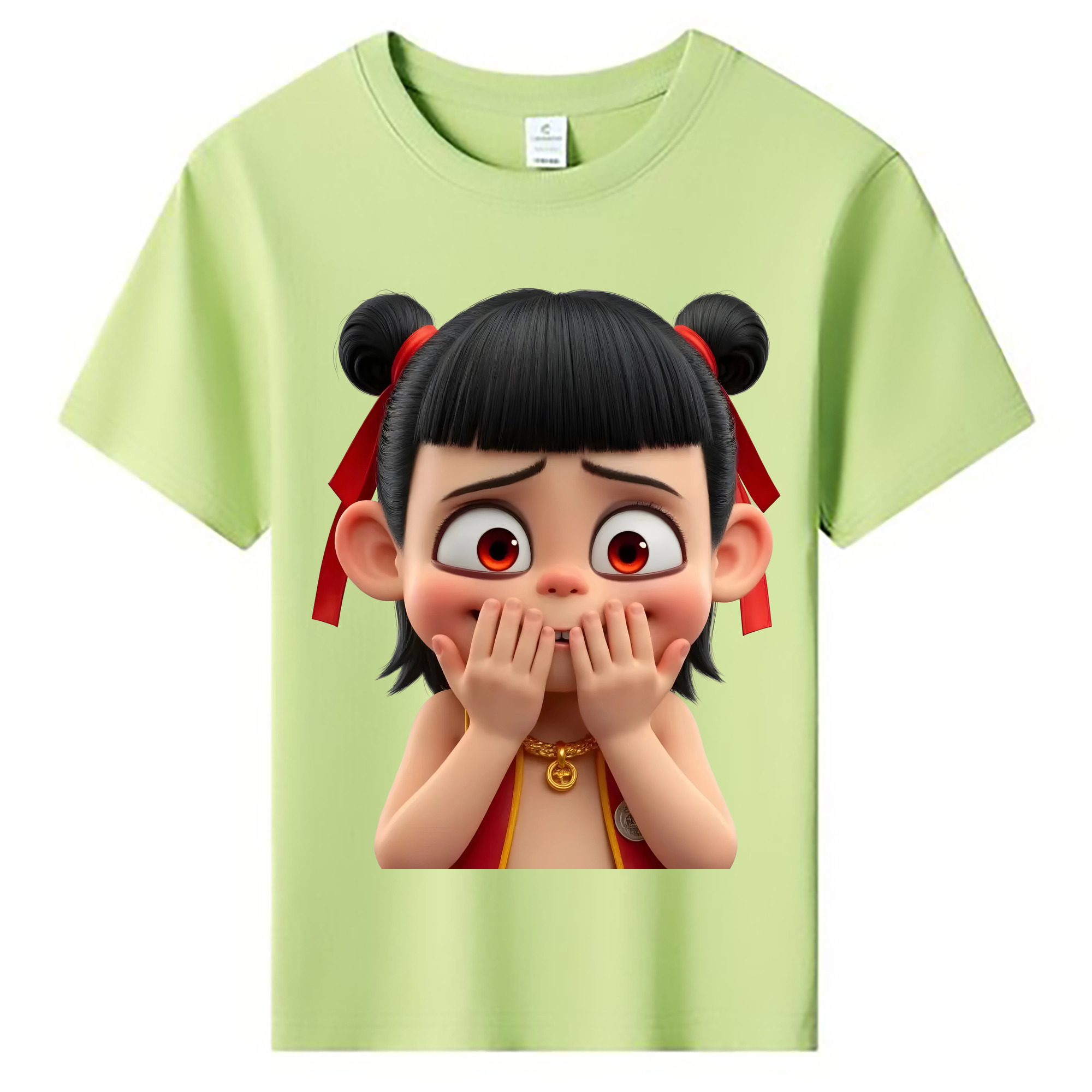 （画像用） Ne Zha 2 ナタ 魔童の大暴れ 綿100％キッズTシャツ（フロントプリント）